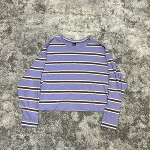 Wild Fable Purple Striped Long Sleeve Crop Top